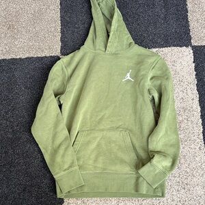 Jordan Olive Green Pullover Hoodie with White Jumpman
